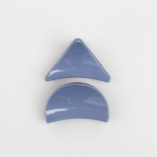 Clame de păr medii în formă de triunghi și semilună cu textură lucioasă, set 2 buc - Gri