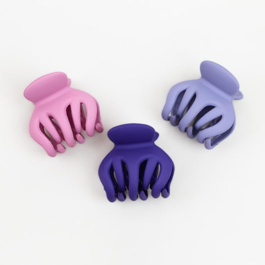 Clame de păr medii în stil octopus cu textură de silicon, set 3 buc - Lavander Mix