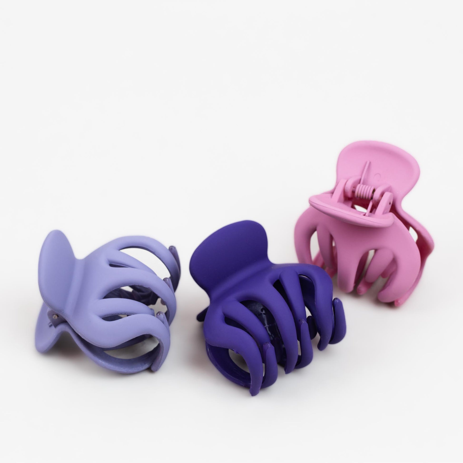 Clame de păr medii în stil octopus cu textură de silicon, set 3 buc - Lavander Mix