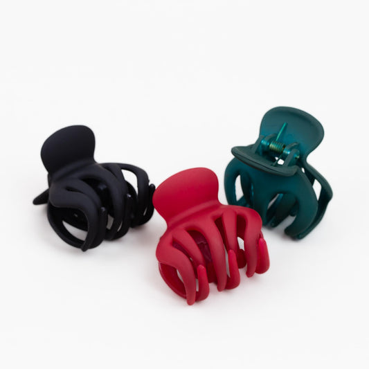 Clame de păr medii în stil octopus cu textură de silicon, set 3 buc - Orient Mix
