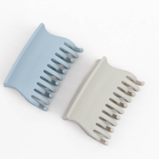 Clame de păr medii simple cu textură de silicon, set 2 buc - Albastru, Bej