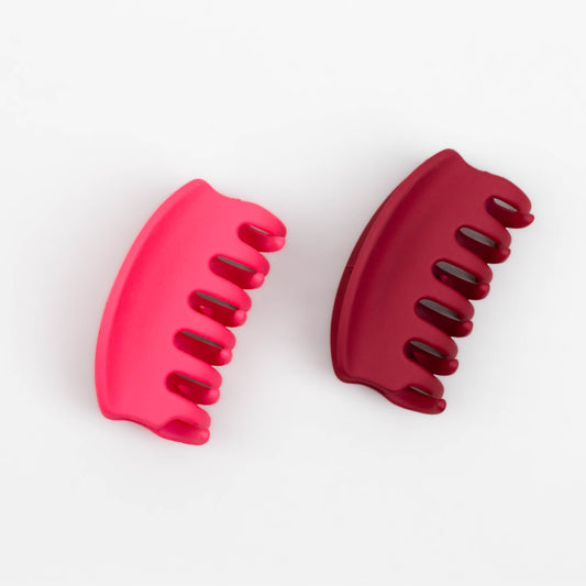 Clame de păr medii simple cu textură de silicon, set 2 buc - Roșu, Roz