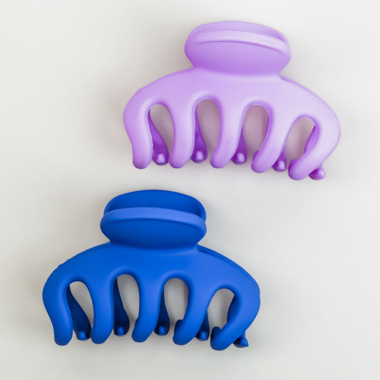 Clame de păr medii tip octopus cu textură de silicon, set 2 buc - Lavander Mix