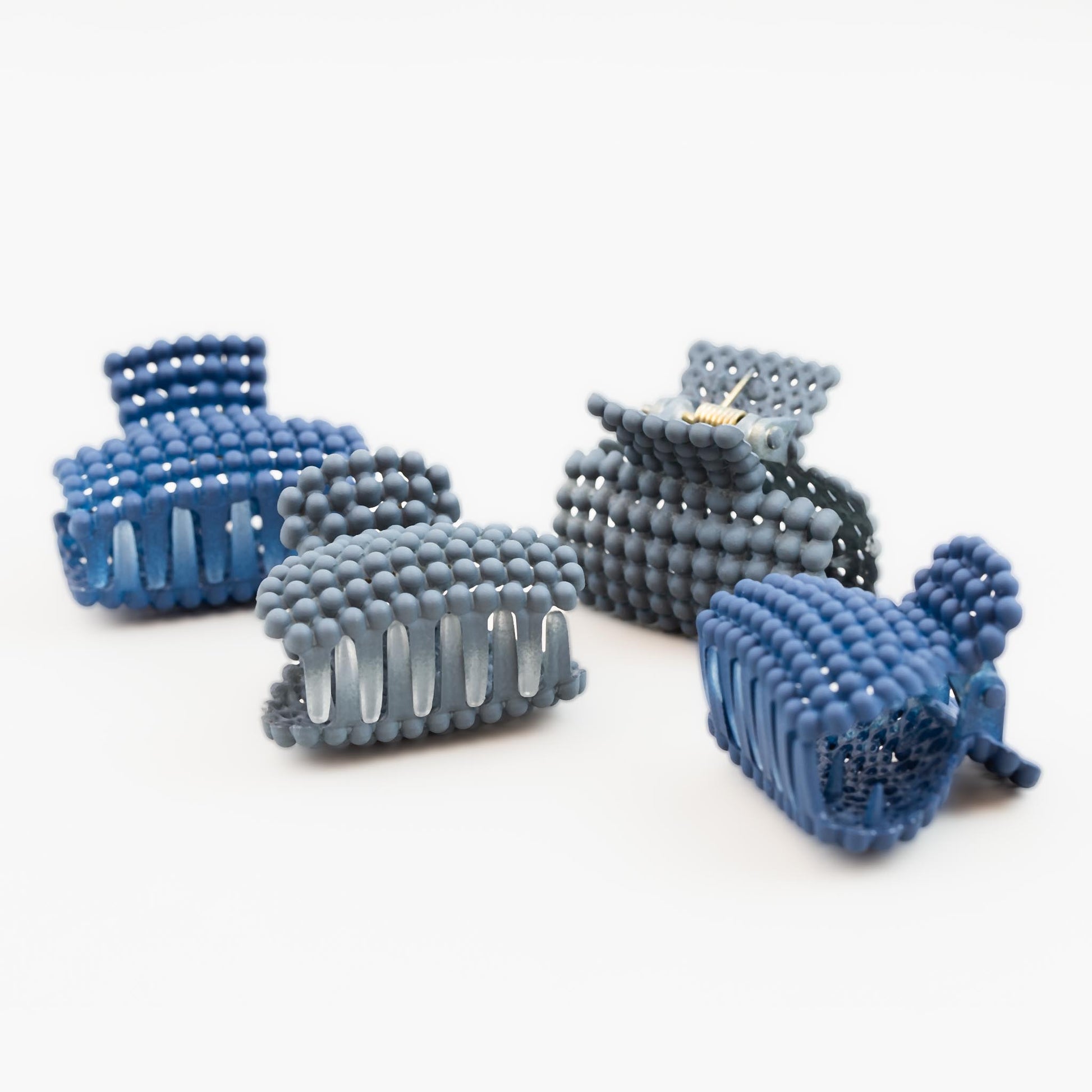 Clame de păr mici cu forme de bule și textură de silicon, set 4 buc - Albastru Mix
