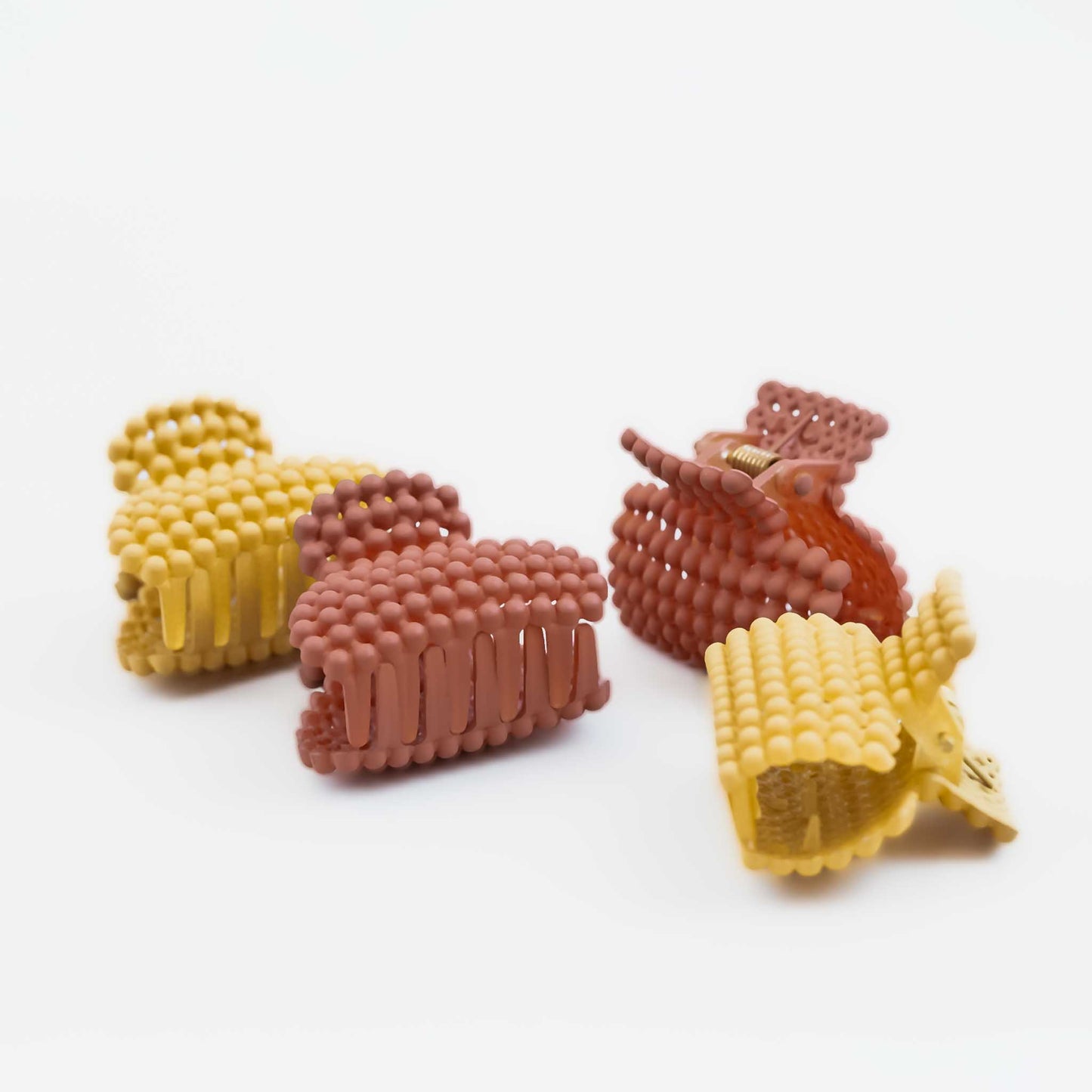 Clame de păr mici cu forme de bule și textură de silicon, set 4 buc - Dessert Mix
