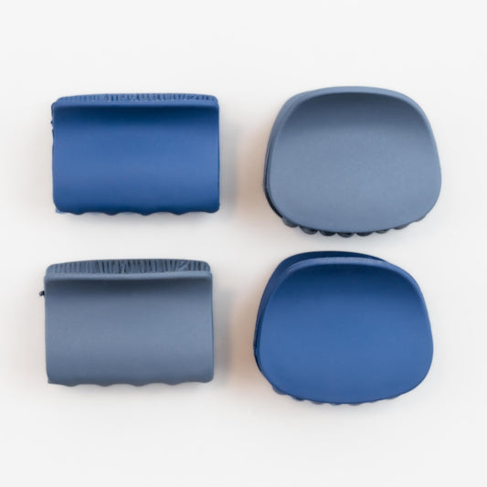 Clame de păr mici cu forme geometrice și textură de silicon, set 4 buc - Albastru Mix