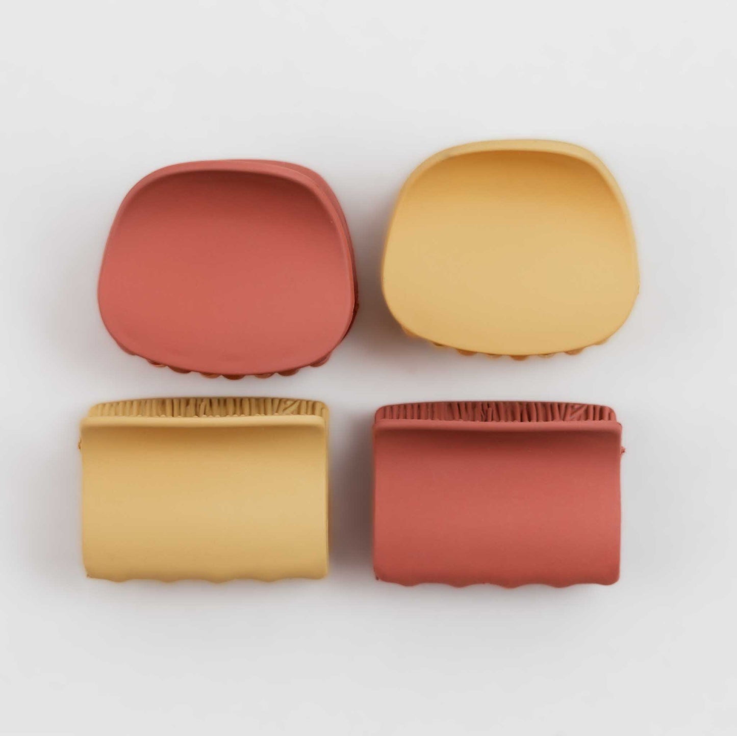 Clame de păr mici cu forme geometrice și textură de silicon, set 4 buc - Desert Mix