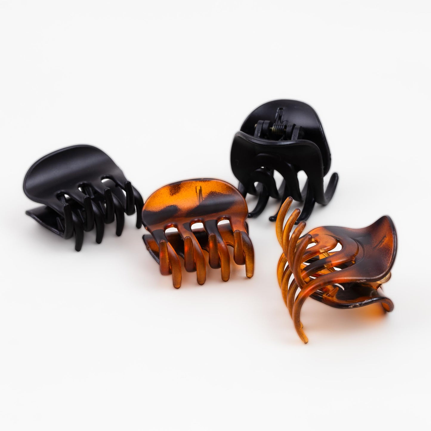 Clame de păr mici cu ondulații și animal print, set 4 buc - Maro, Negru