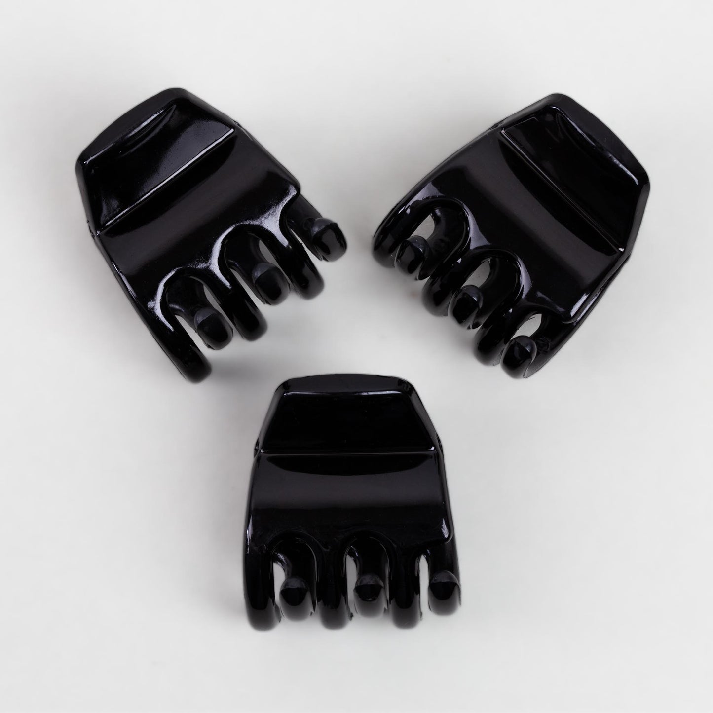 Clame de păr mici simple cu textură fină lucioasă, set 3 buc - Negru