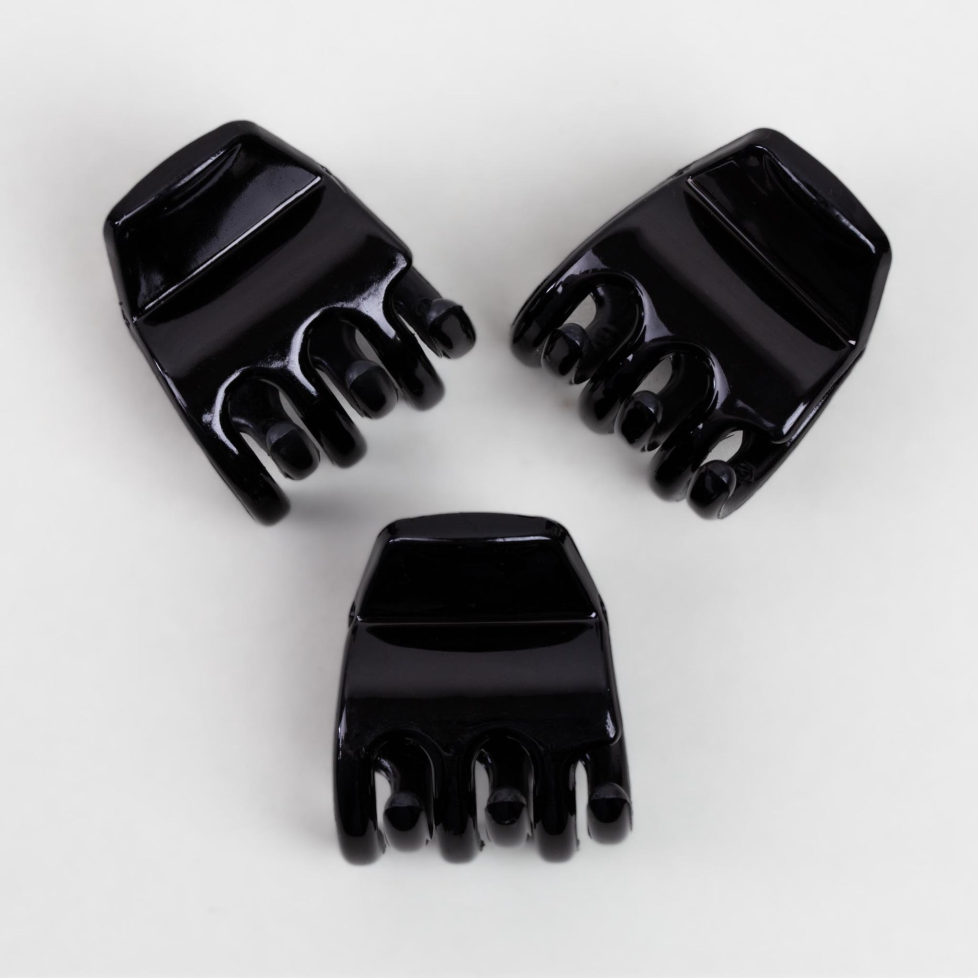 Clame de păr mici simple cu textură fină lucioasă, set 3 buc - Negru