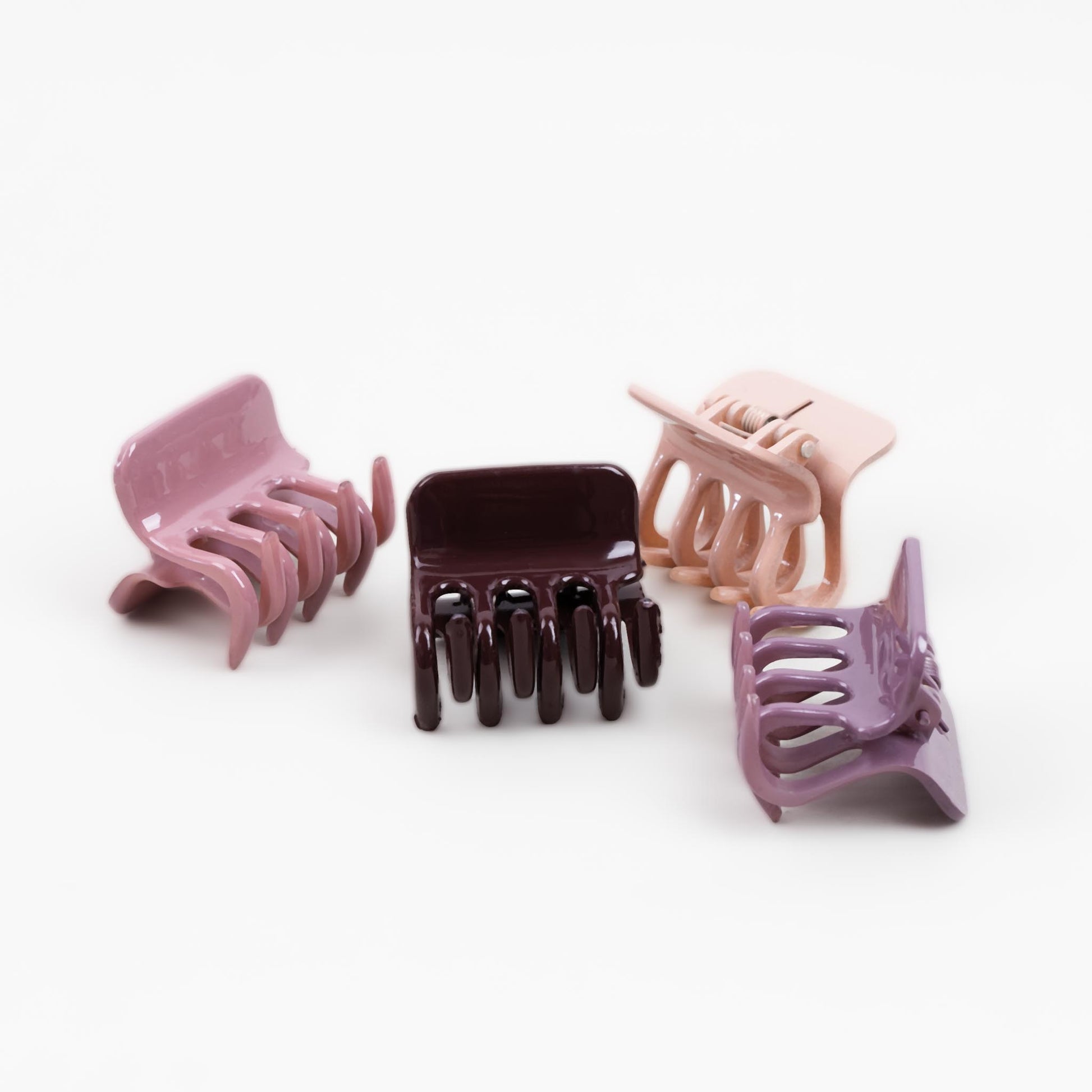 Clame de păr mici simple cu textură lucioasă, set 4 buc - Sweet Mix