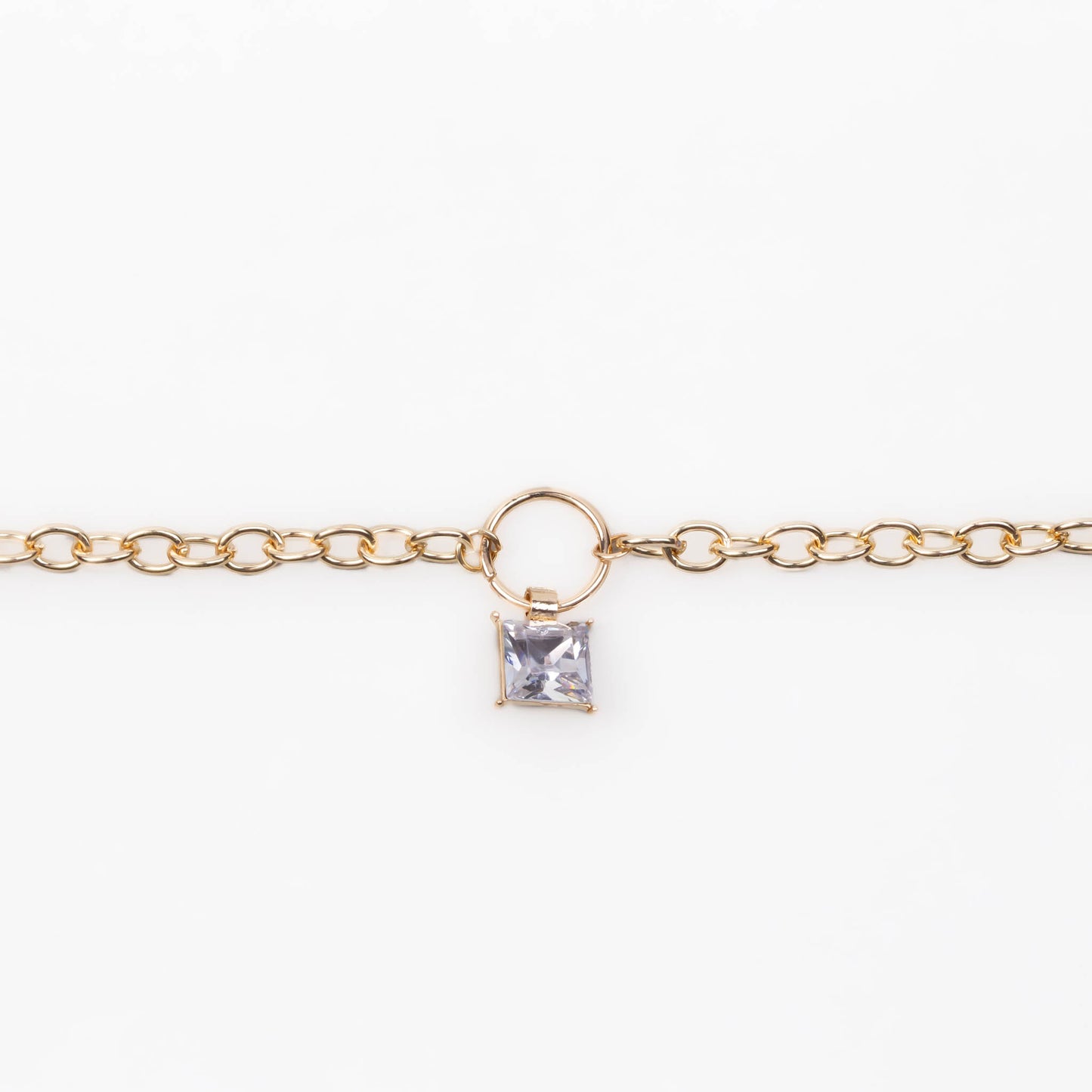 Colier cu lanț și pandantiv cu piatră - Auriu