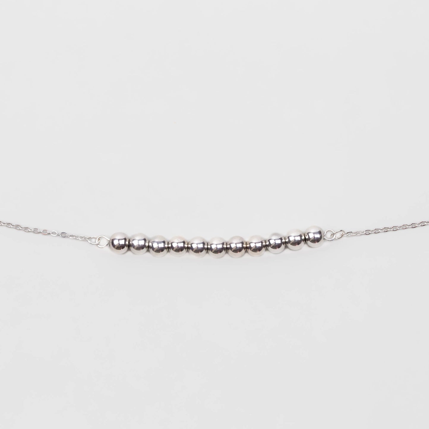 Colier cu lănțișor și pandantiv maleabil cu mărgele - Argintiu