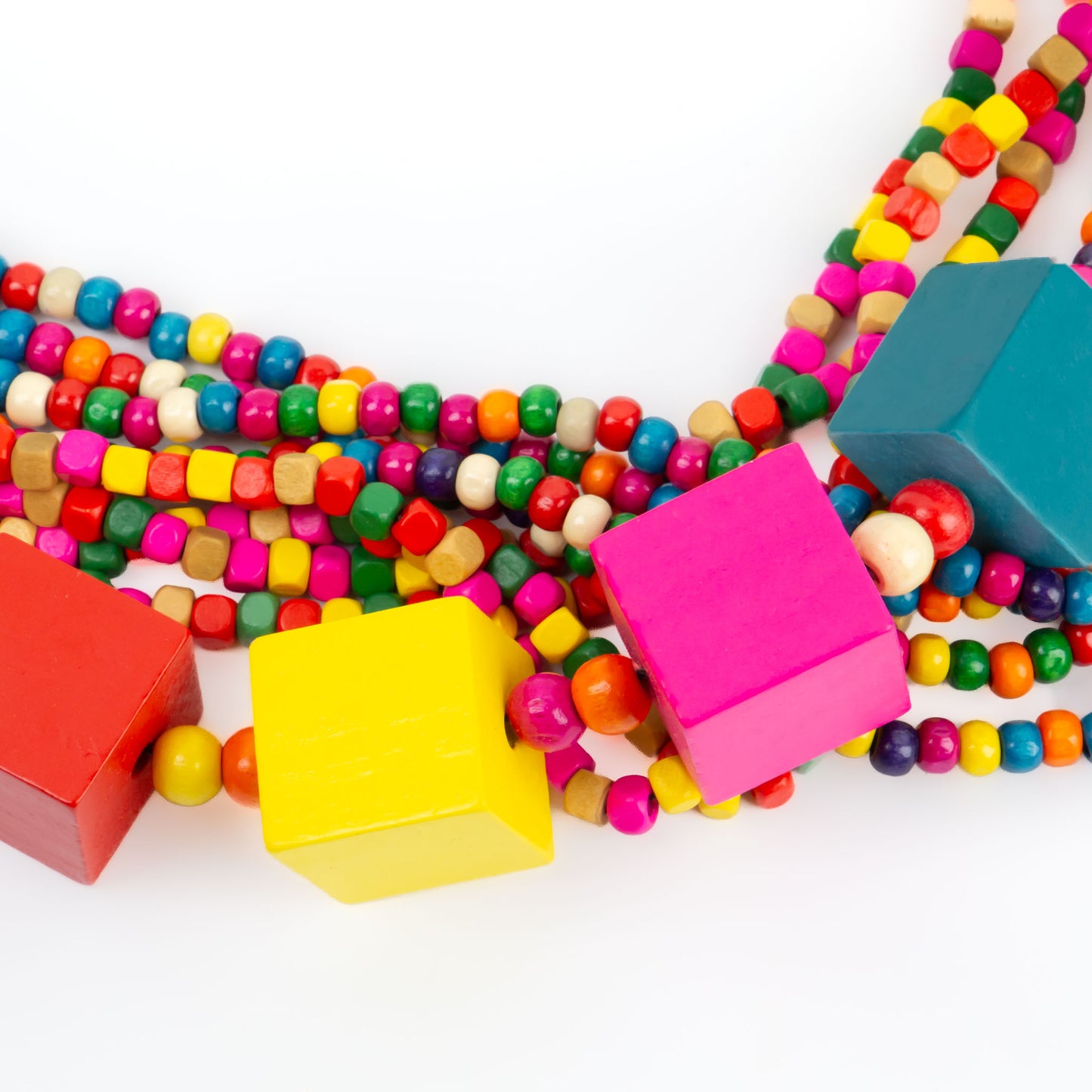 Colier din lemn cu cuburi - Multicolor