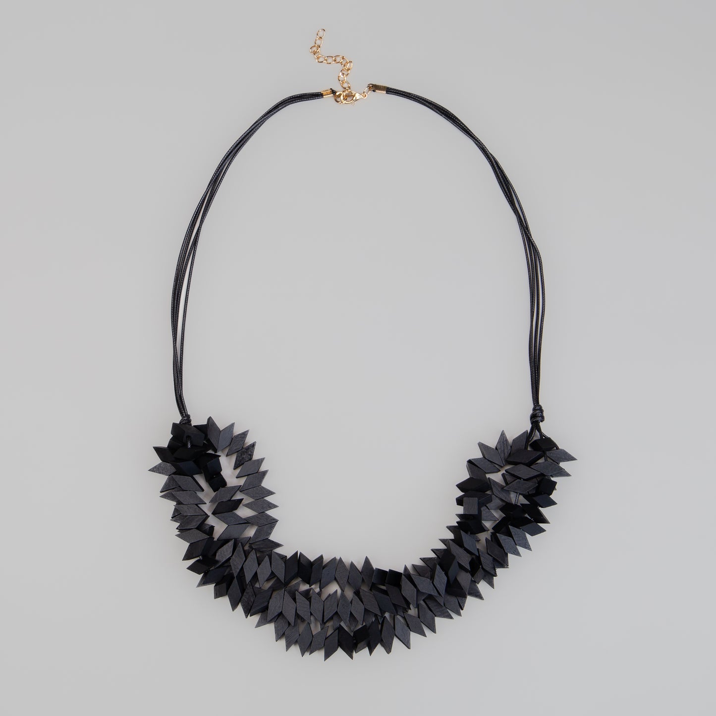 Colier lung din lemn Midnight Wood - Negru