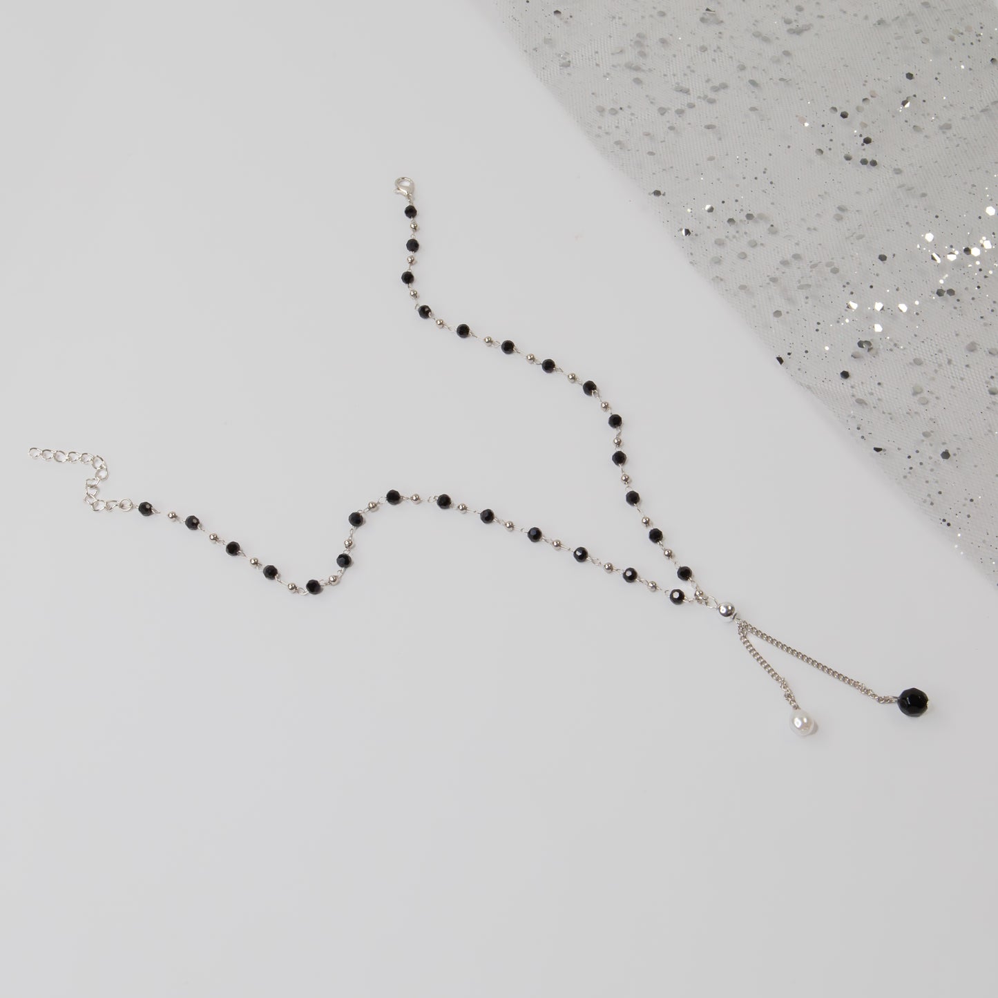 Colier minimalist cu perle - Argintiu