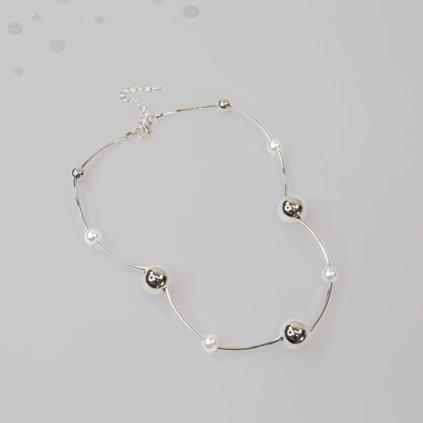 Colier minimalist cu perle - Luna Silver