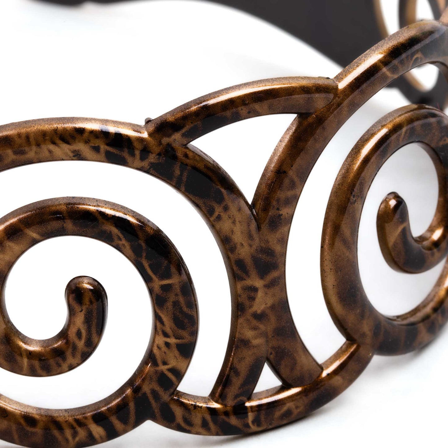 Cordelută de păr lată cu forme spiralate și imprimeu - Maro