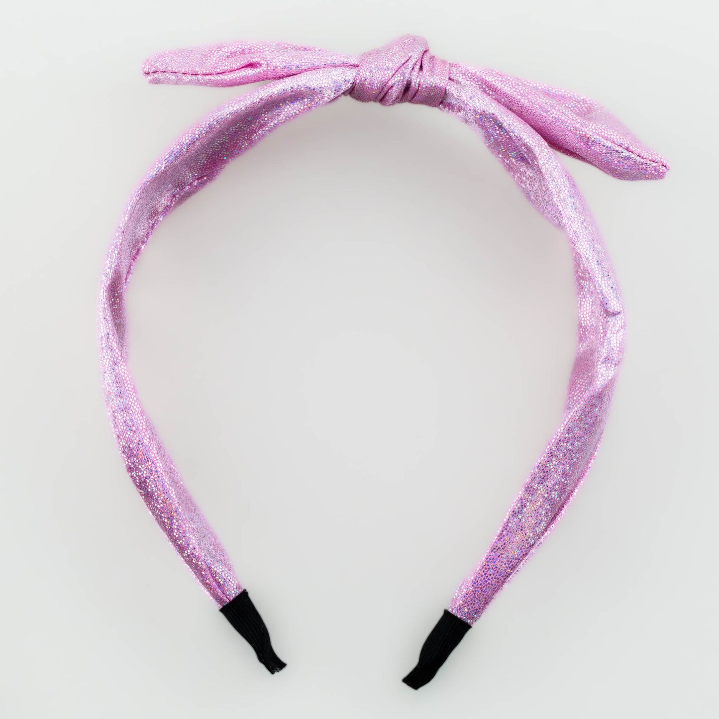 Cordelută de păr lată cu nod și fundă maleabilă, textură satinată cu fir sclipitor - Roz