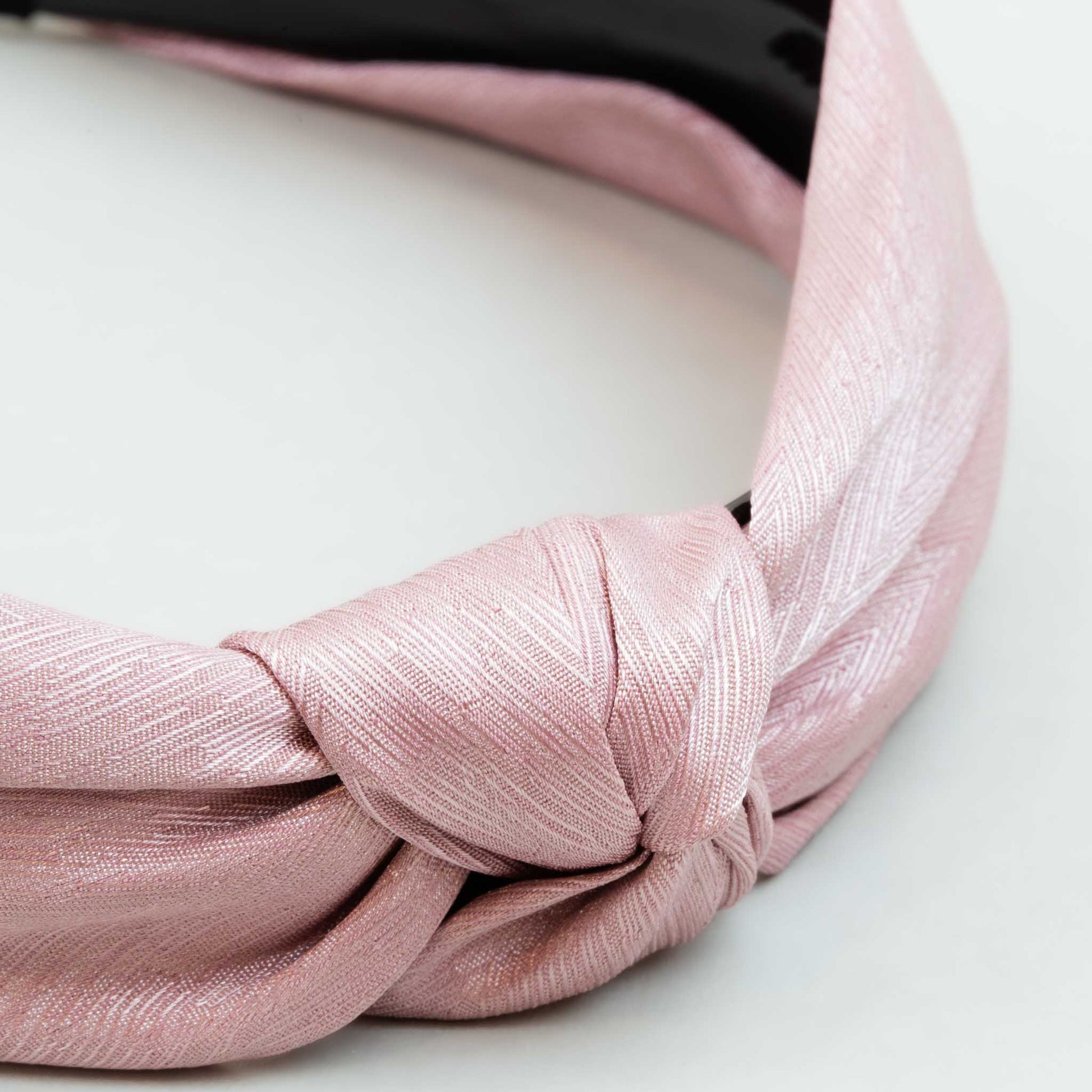 Cordelută de păr lată cu nod și material textil cu dungi fine - Roz