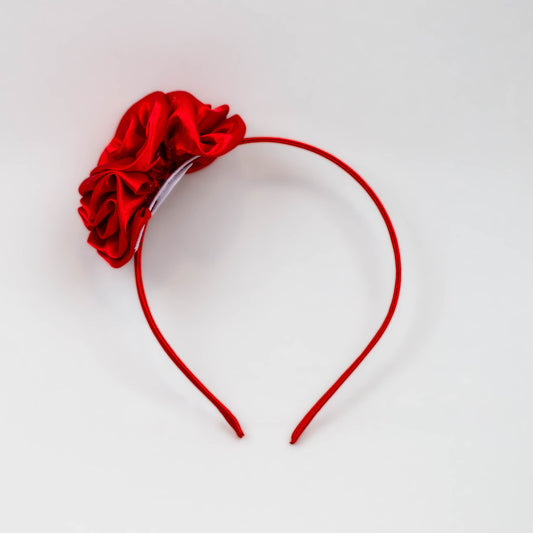 Cordeluță de păr subțire cu flori satinate - Roșu