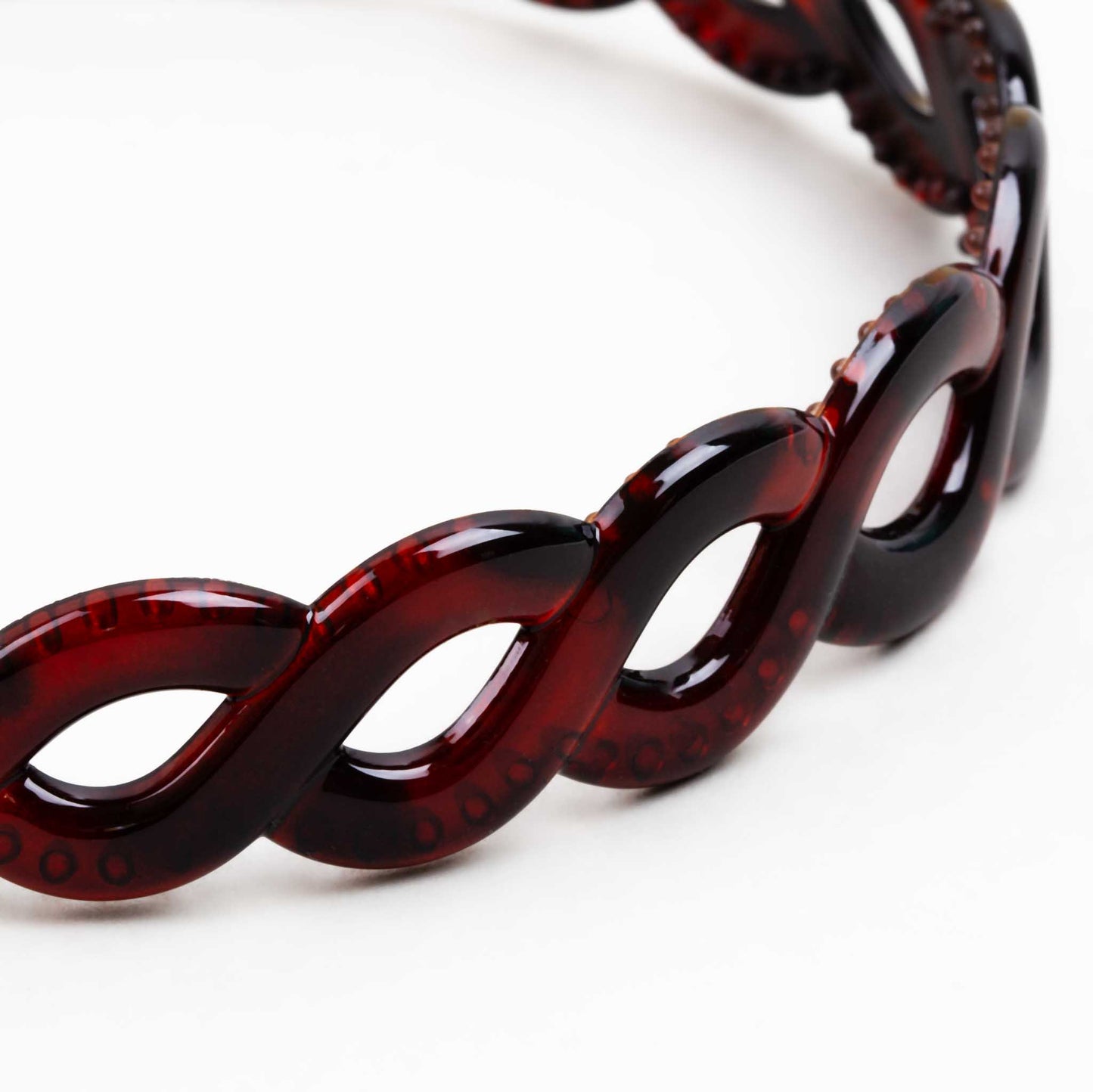 Cordeluță de păr subțire cu formă împletită și textură lucioasă - Maro