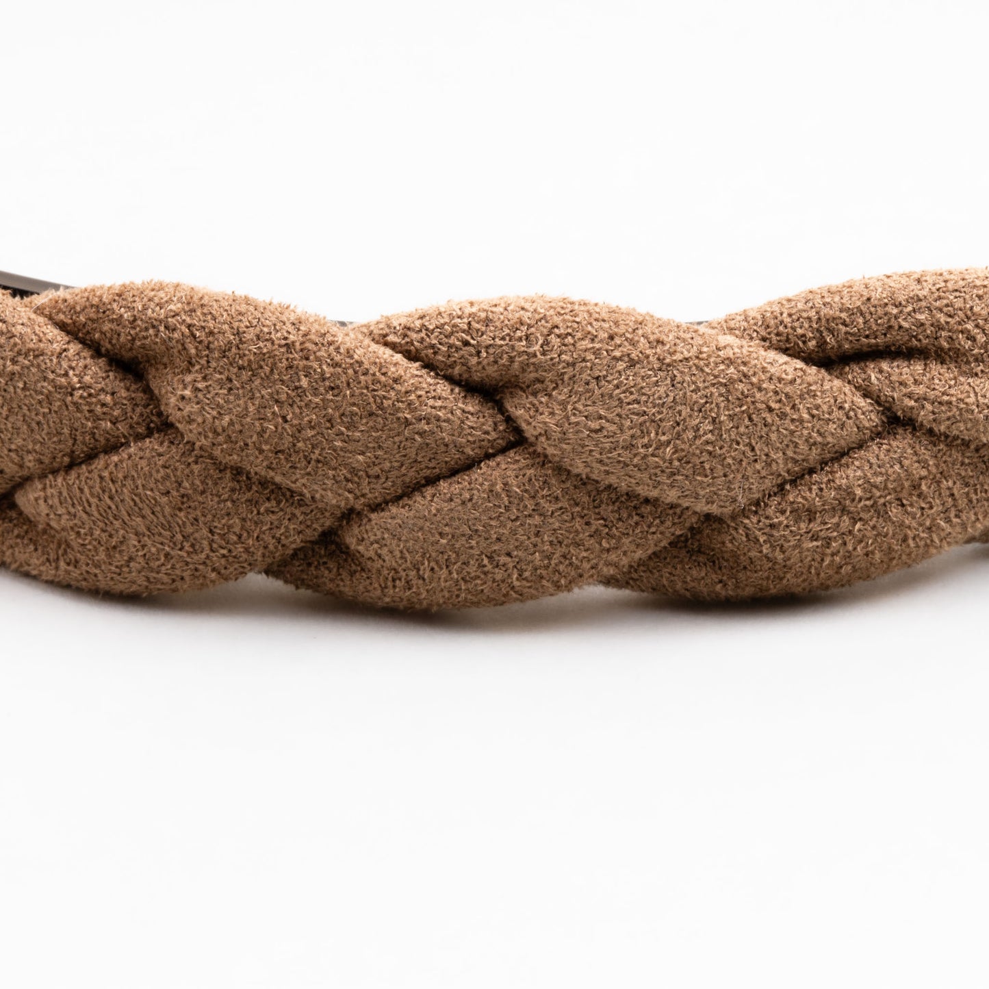 Cordeluță de păr subțire cu textură împletită din piele întoarsă ecologică - Maro