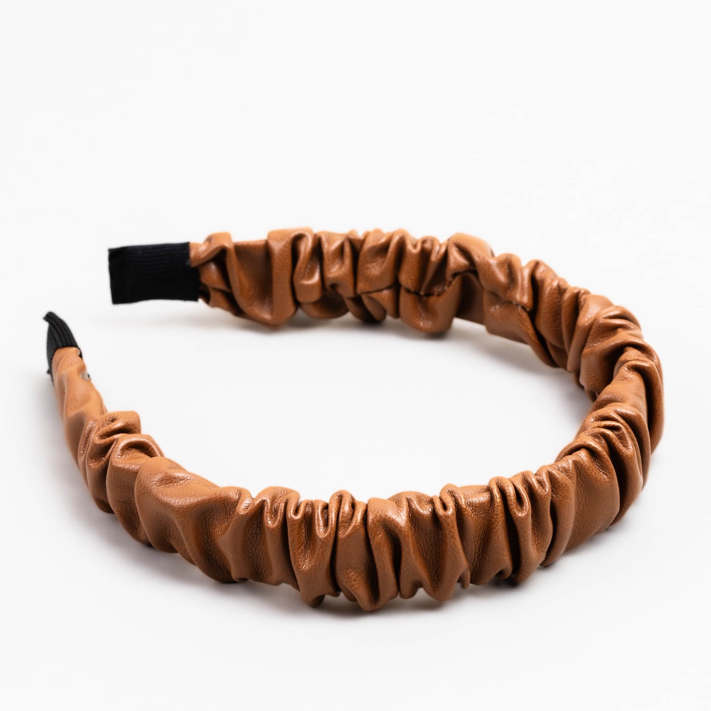 Cordeluță de păr subțire cu textură încrețită din piele ecologică - Caramel