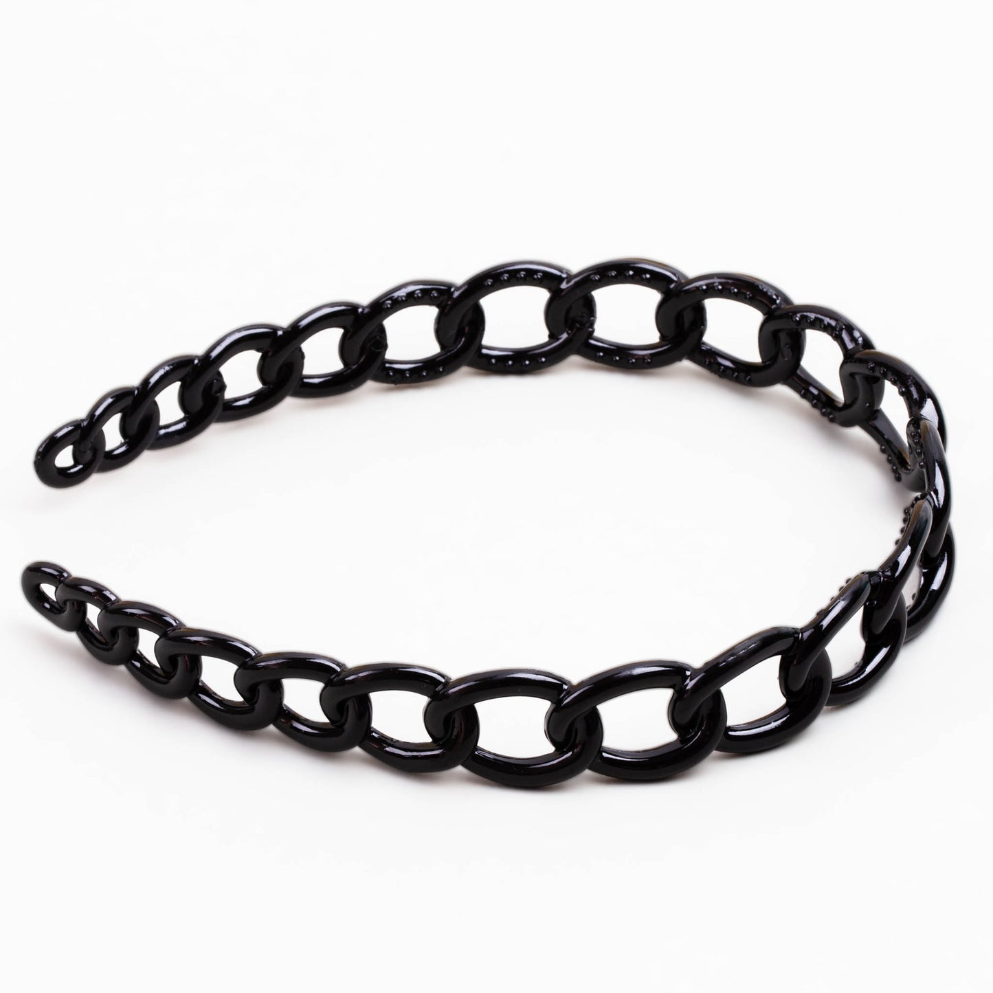 Cordeluță de păr subțire în formă de zale cu textură lucioasă - Negru