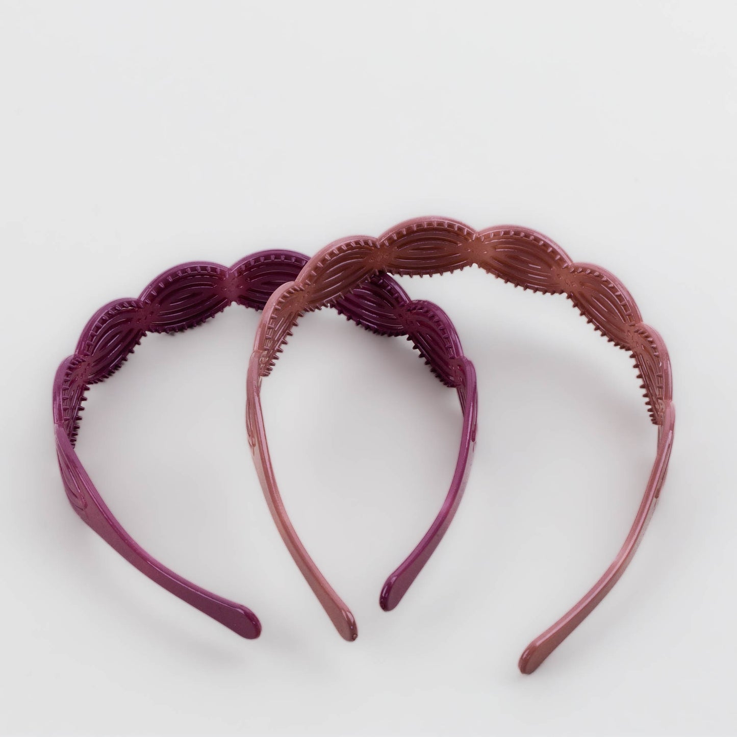 Cordeluțe de păr cu forme simetrice ondulate și textură lucioasă, set 2 buc - Roz Prăfuit
