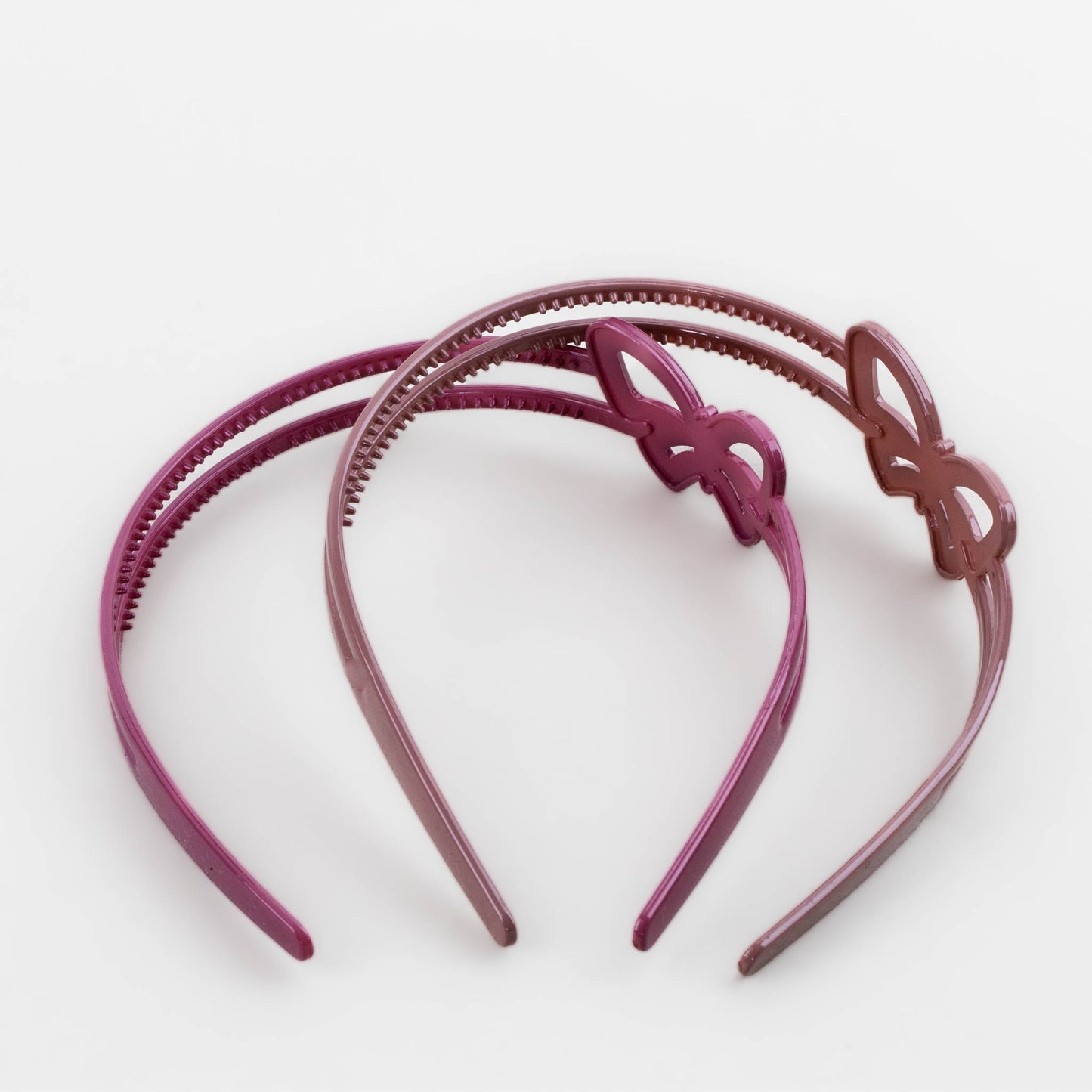 Cordeluțe de păr în strat dublu cu formă de fluture și textură lucioasă, set 2 buc - Roz Prăfuit