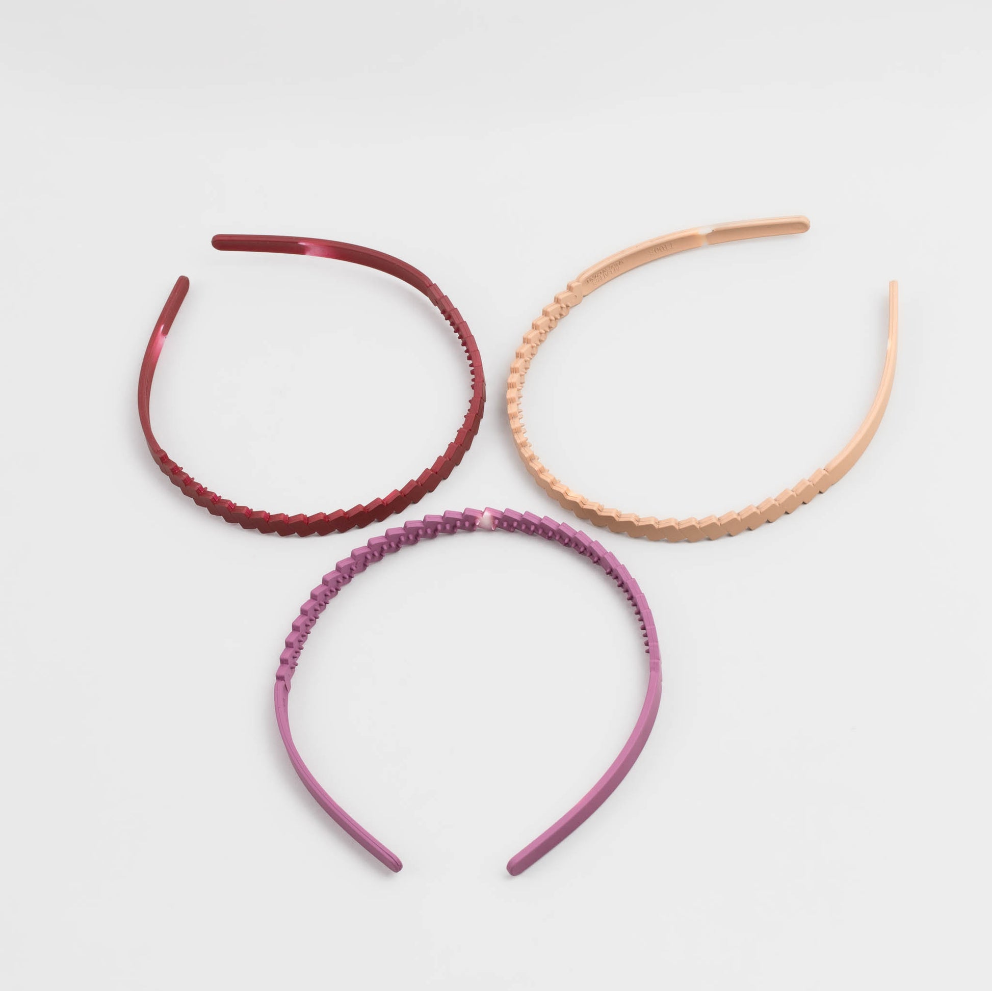 Cordeluțe de păr subțiri cu formă de zig zag și textură de silicon, set 3 buc - Mov, Roșu, Bej
