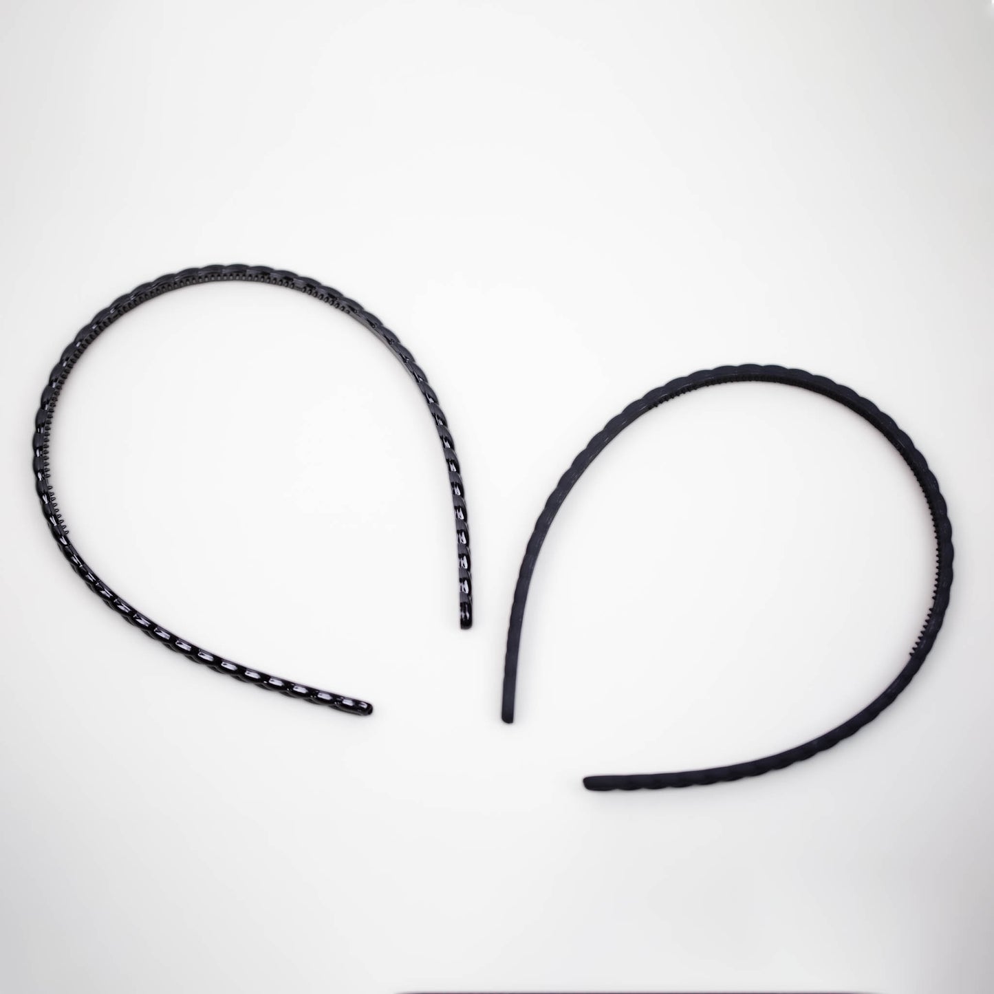 Cordeluțe de păr subțiri cu formă impletită, texturi mixte, set 2 buc - Negru