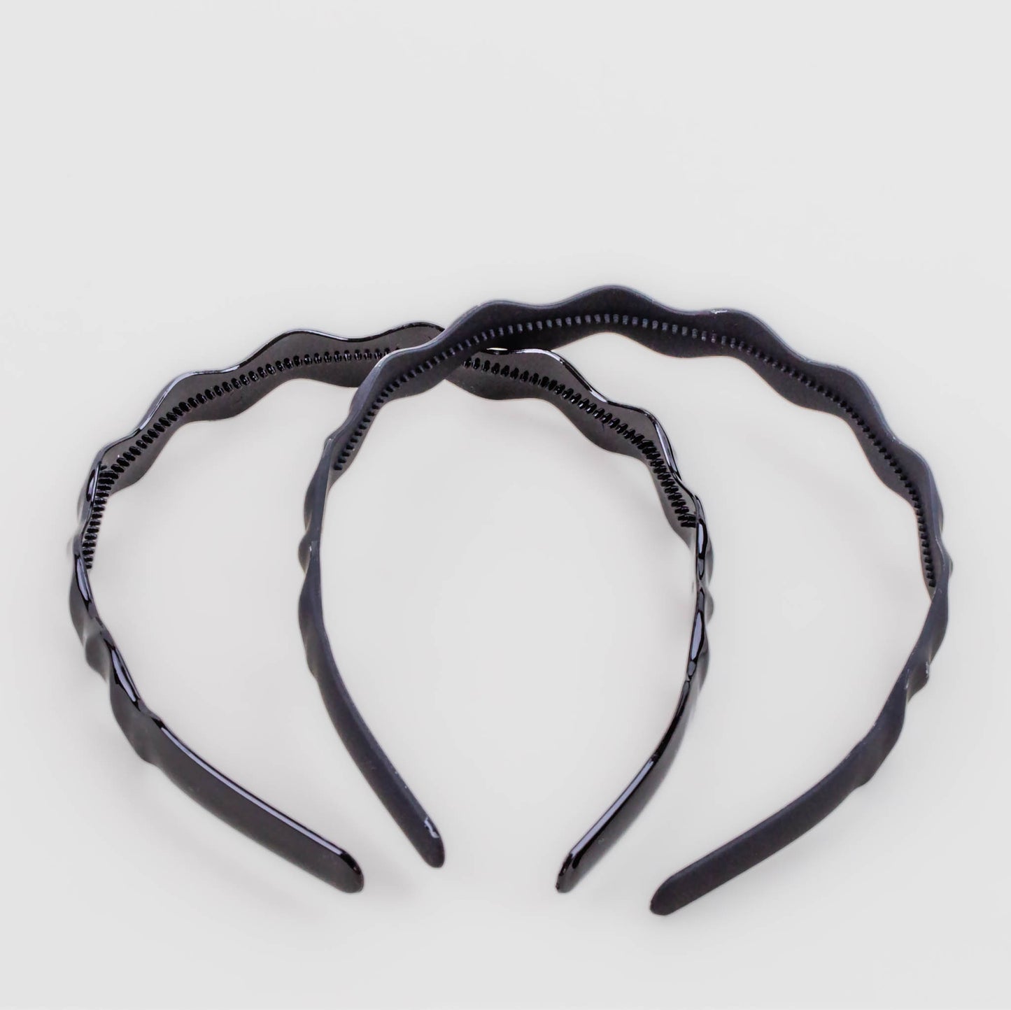 Cordeluțe de păr subțiri cu formă ondulată și texturi mixte, set 2 buc - Negru