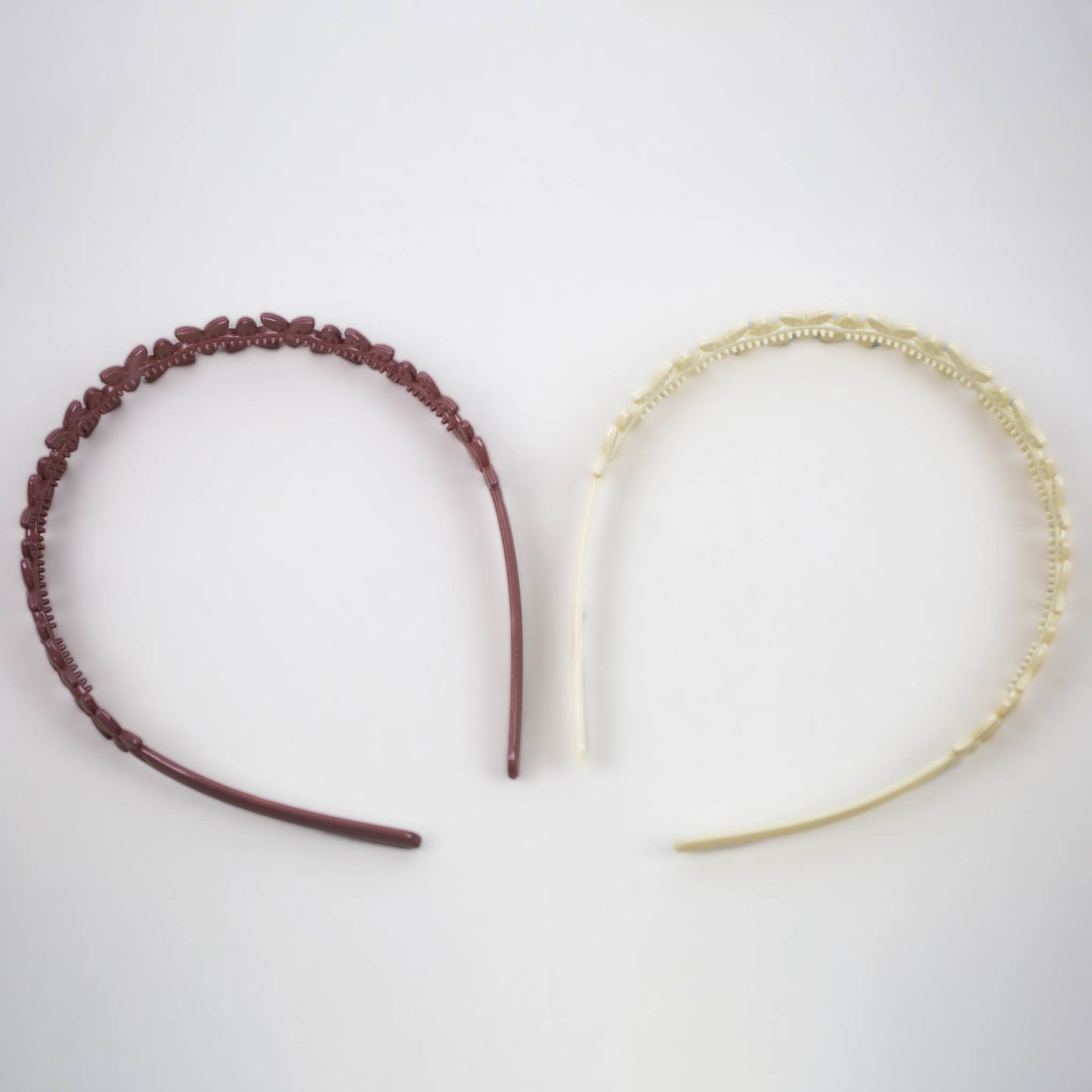 Cordeluțe de păr subțiri cu forme de flori și textură lucioasă, set 2 buc - Bej, Maro