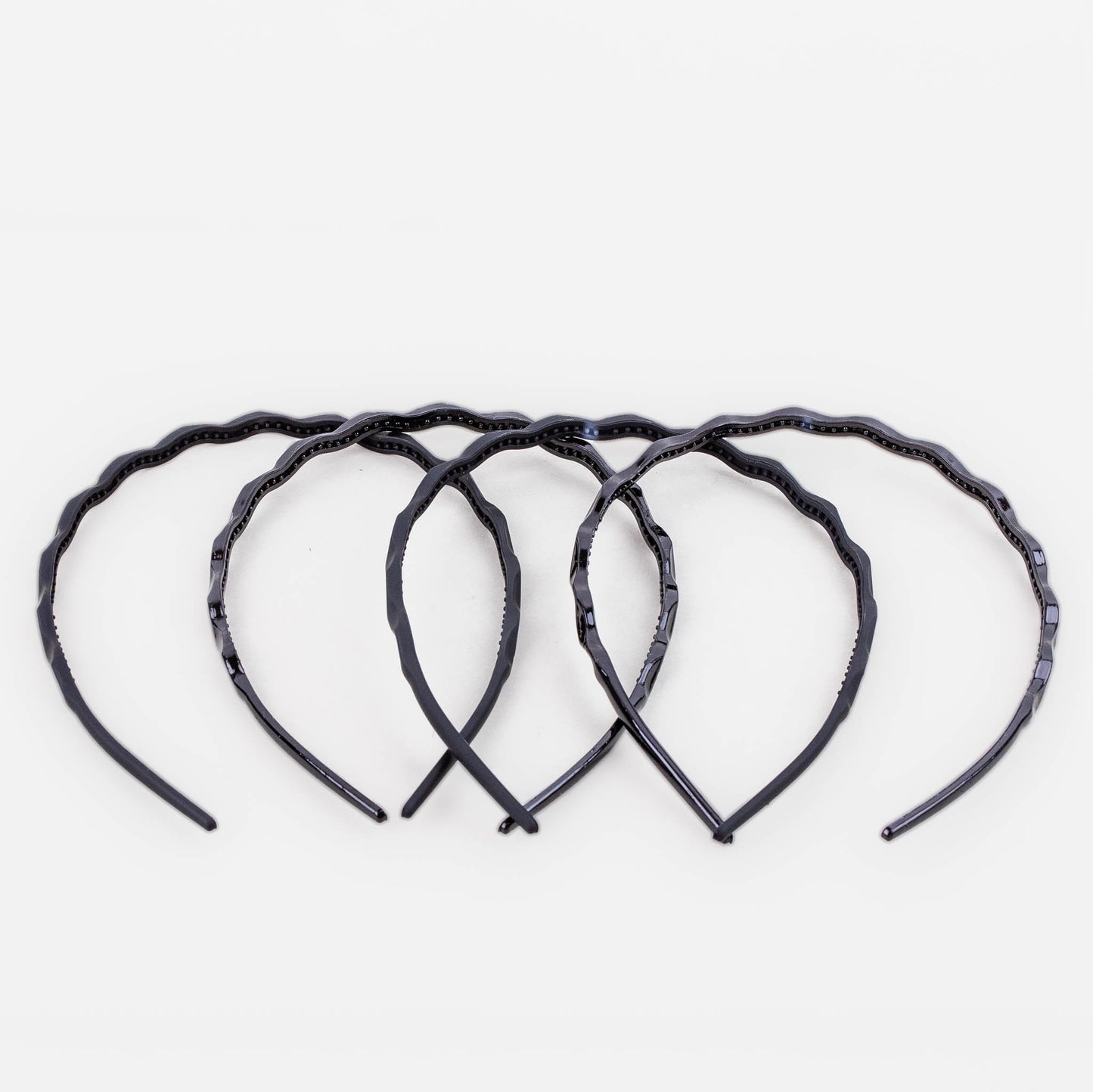 Cordeluțe de păr subțiri cu ondulații și textură lucioasă, set 3 buc - Negru