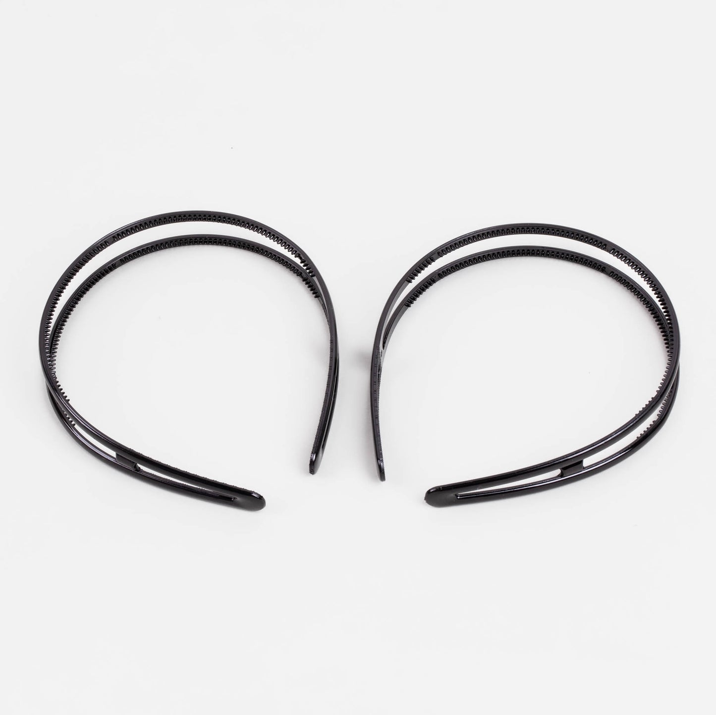 Cordeluțe de păr subțiri în strat dublu cu textură lucioasă, set 2 buc - Negru