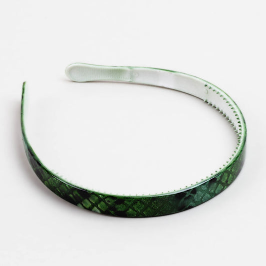 Cordeluțe de păr subțiri simple cu animal print - Verde