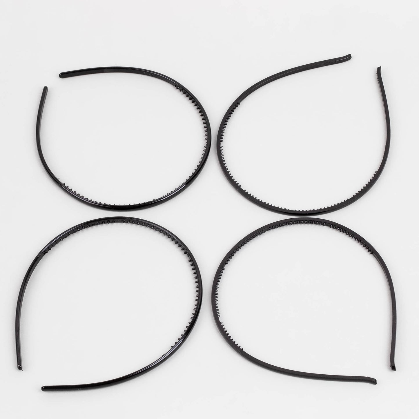 Cordeluțe de păr subțiri simple cu finisaj drept, set 4 buc - Negru