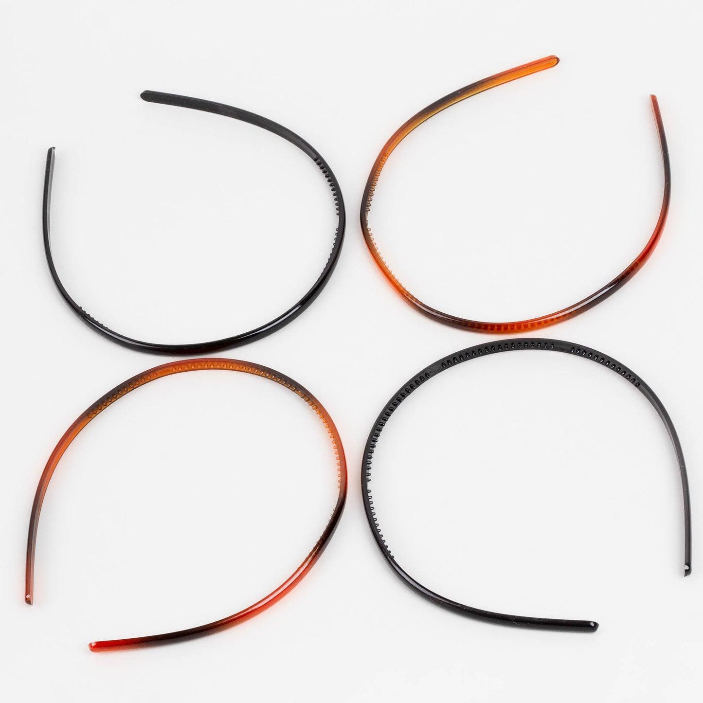 Cordeluțe de păr subțiri simple cu finisaj rotunjit 0,6 cm, set 4 buc - Maro, Negru