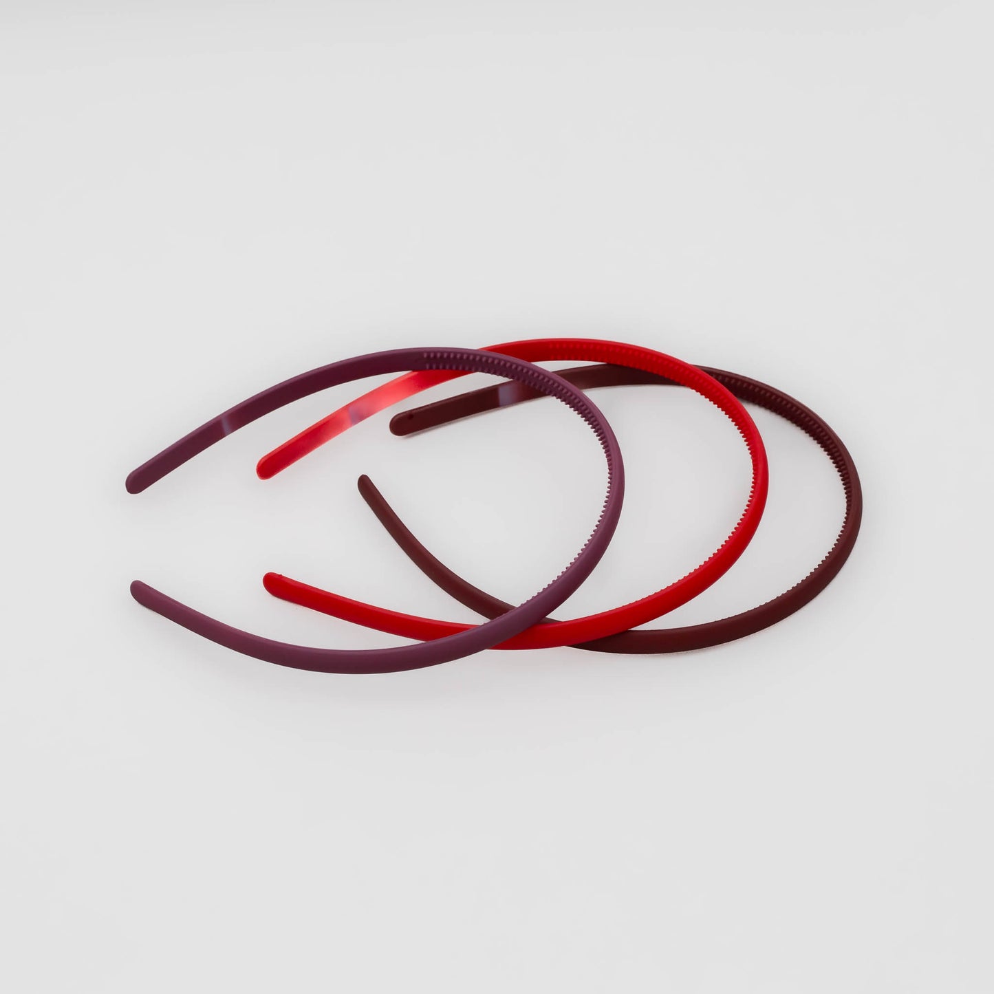 Cordeluțe de păr subțiri simple cu textură de silicon, set 3 buc - Roșu, Bordo, Mov