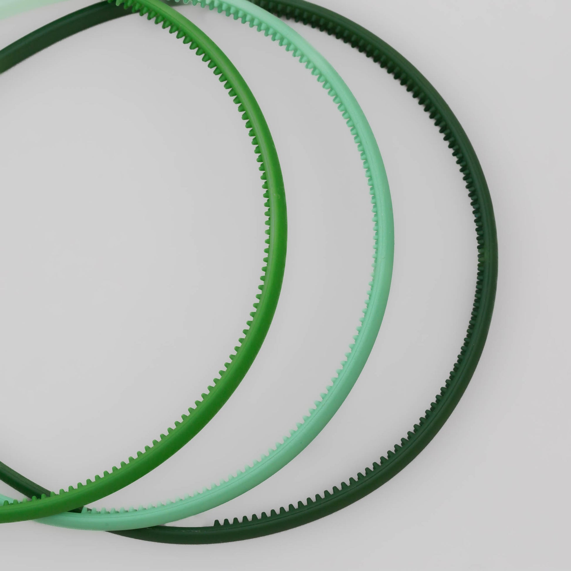 Cordeluțe de păr subțiri simple cu textură de silicon, set 3 buc - Verde Mix