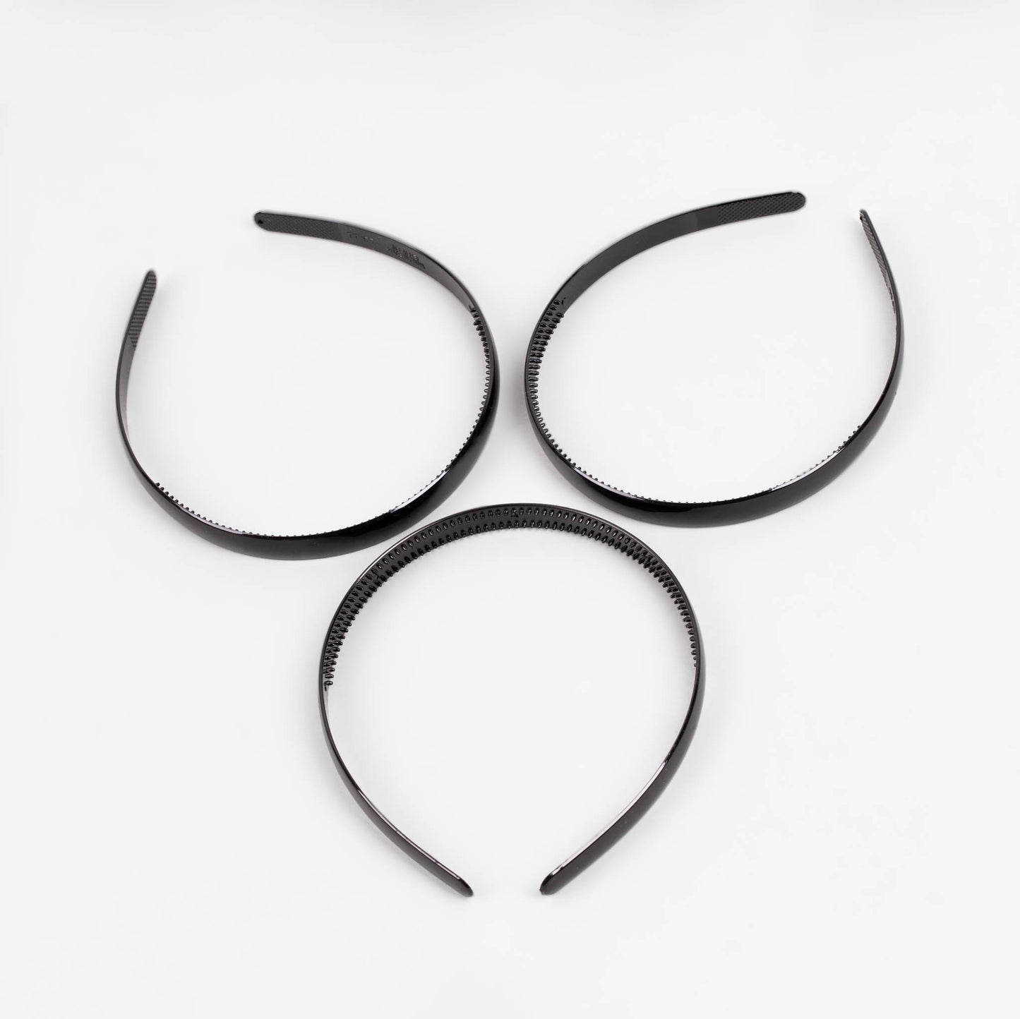 Cordeluțe de păr subțiri simple cu textură lucioasă, set 3 buc - Negru