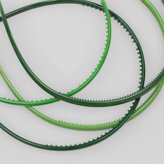 Cordeluțe de păr subțiri simple, lățime 0,8 și 0,5 cm cu textură lucioasă, set 4 buc - Verde Mix