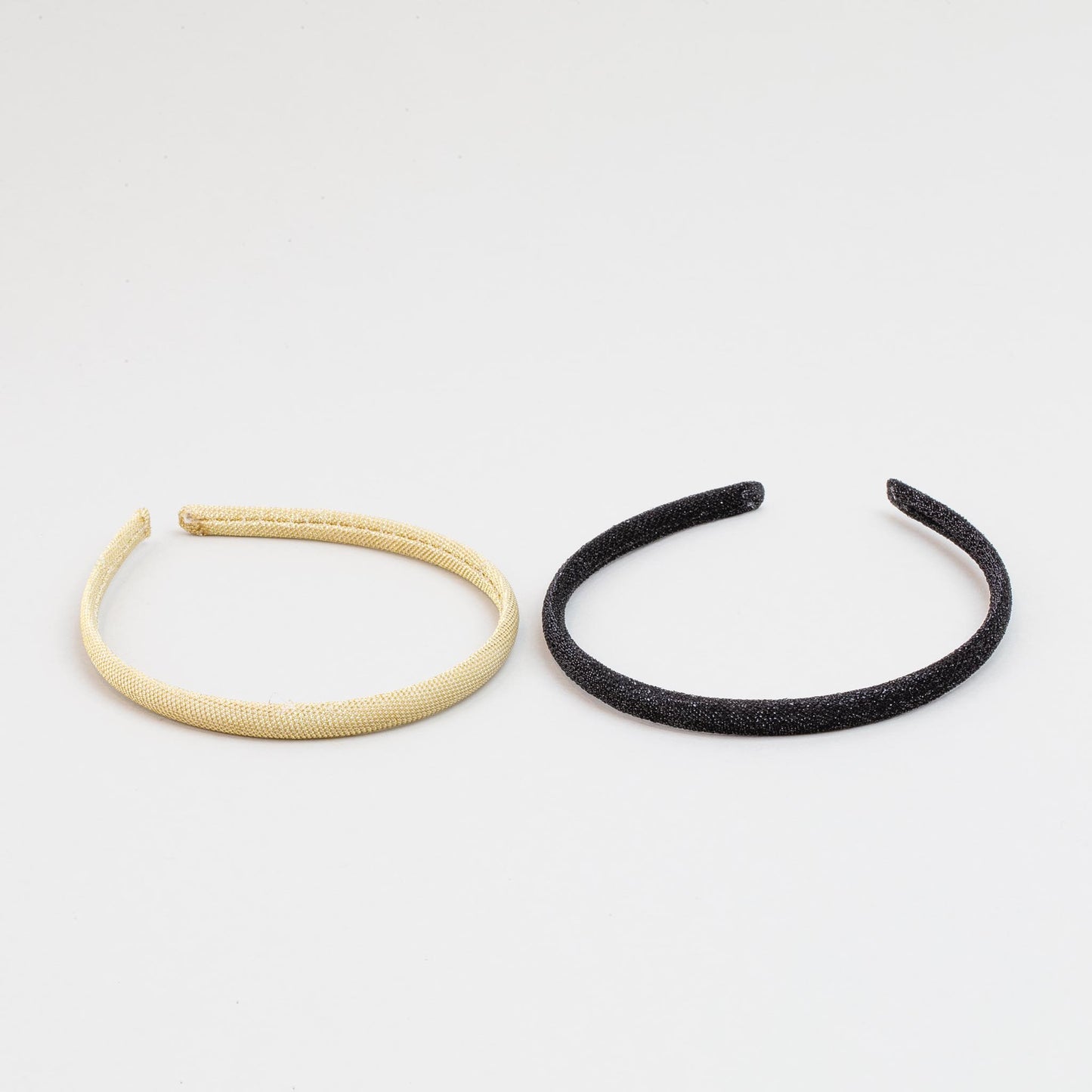 Cordeluțe de păr subțiri simple, material textil cu sclipici, set 2 buc - Auriu, Negru