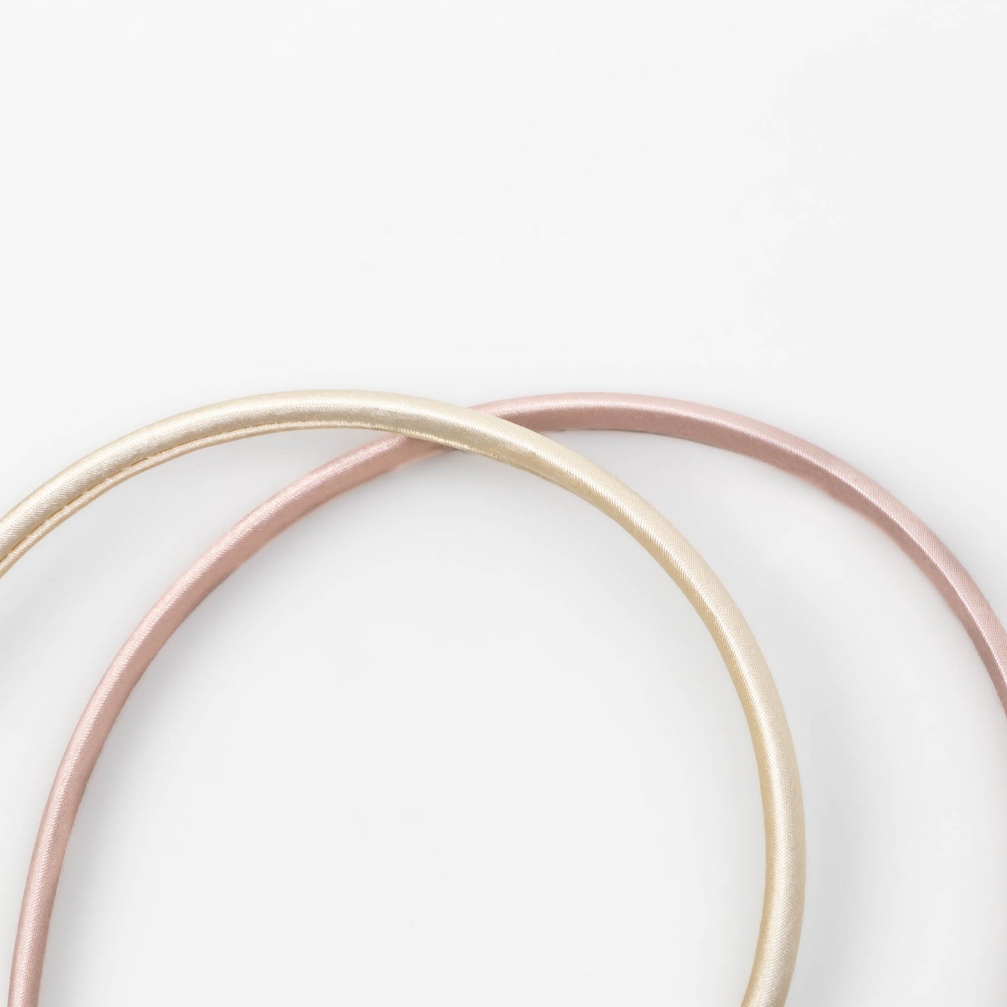 Cordeluțe de păr subțiri simple satinate, set 2 buc - Bej, Champagne