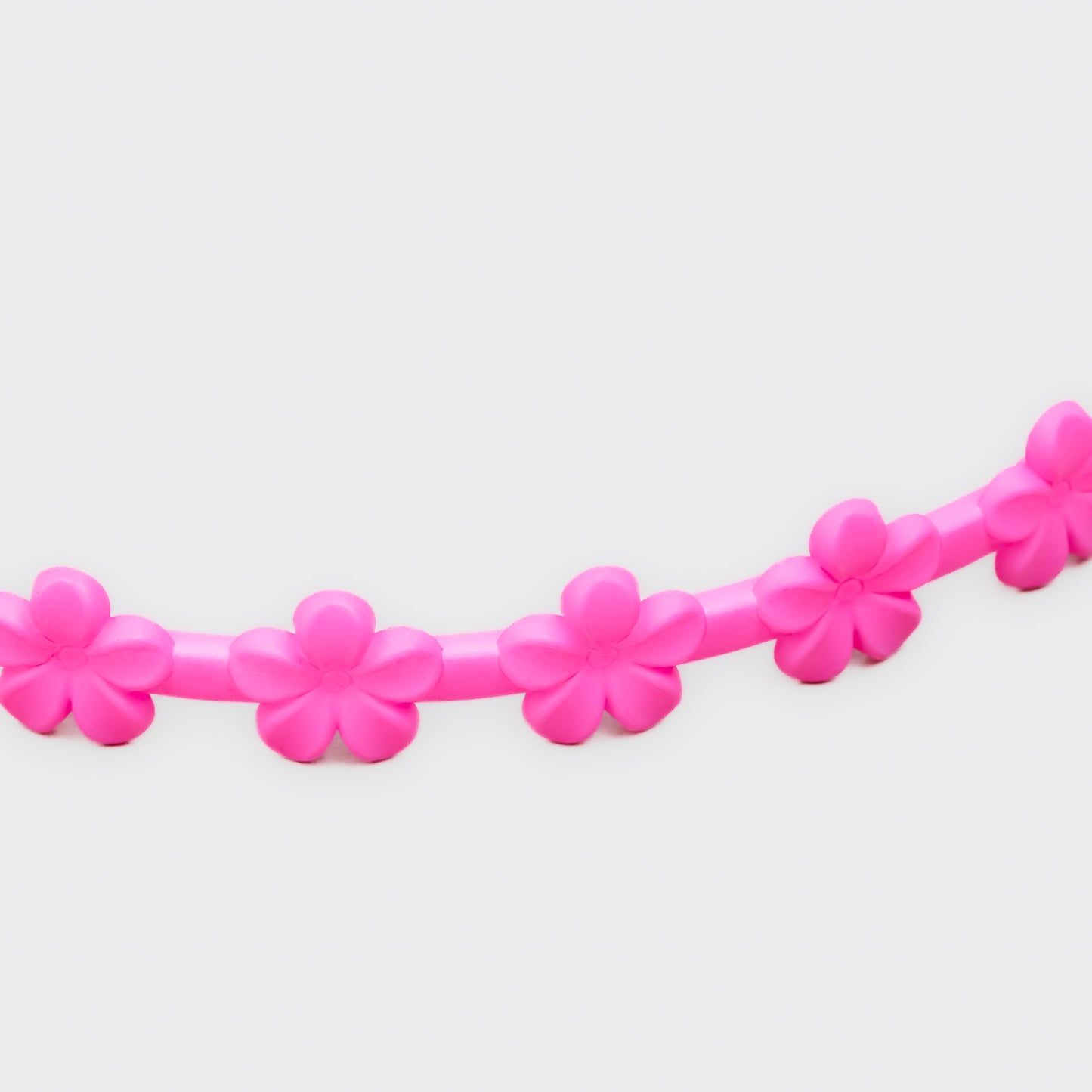 Cordeluțe subțiri cu floricele și textură de silicon, set 3 buc - Roz, Roșu