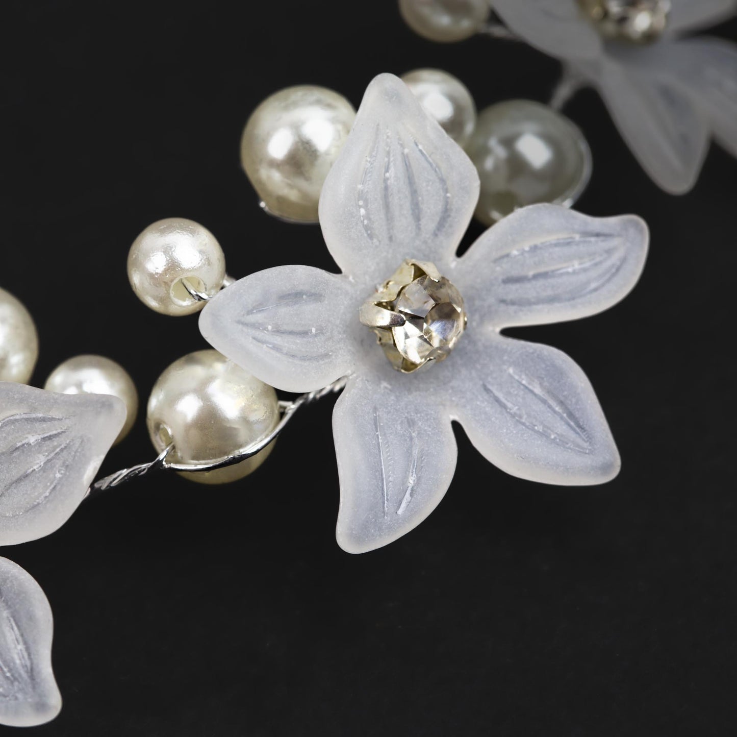 Diademă elegantă maleabilă cu pietre, flori - Argintiu