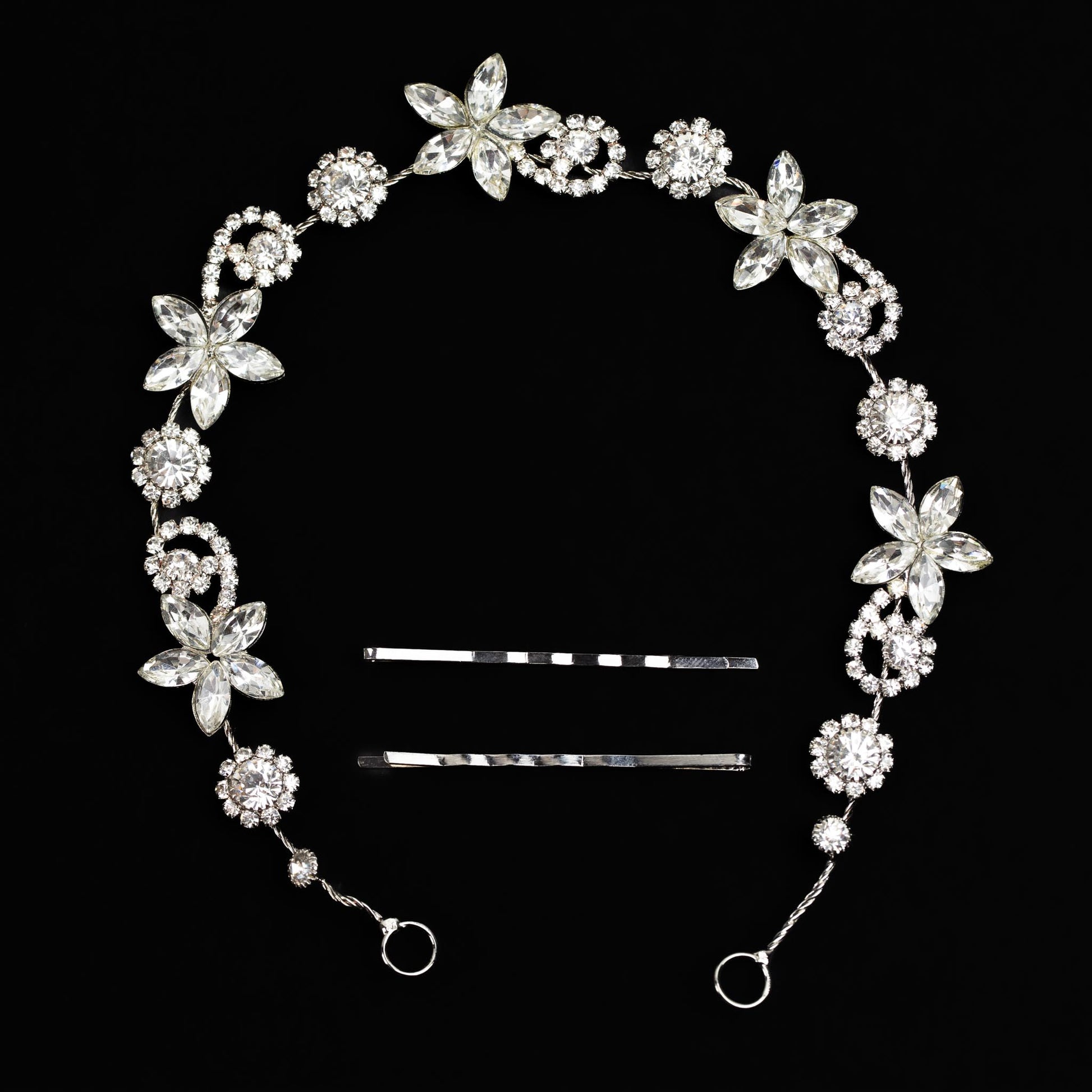 Diademă elegantă maleabilă cu strasuri, pietre, stele - Argintiu