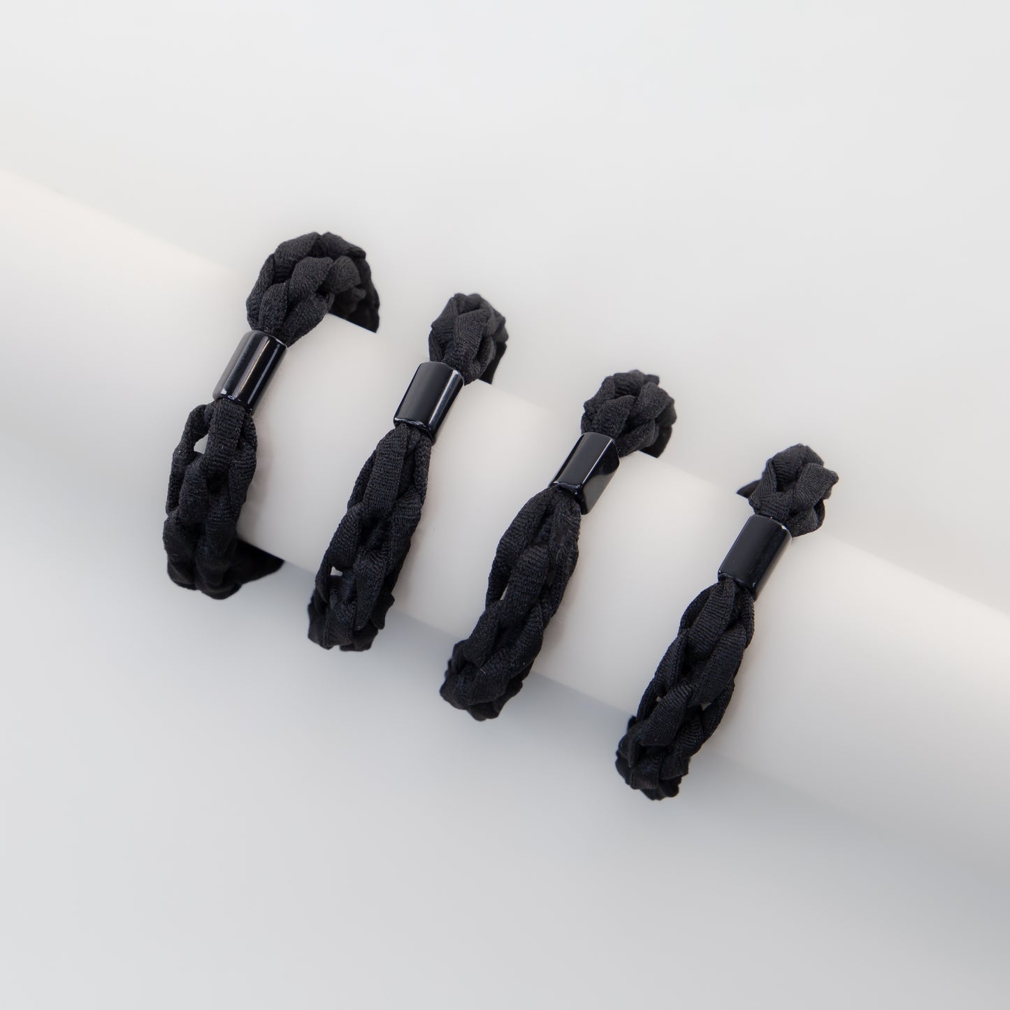 Elastice de păr cu aspect croșetat, grosime 1 cm, set 4 buc - Negru